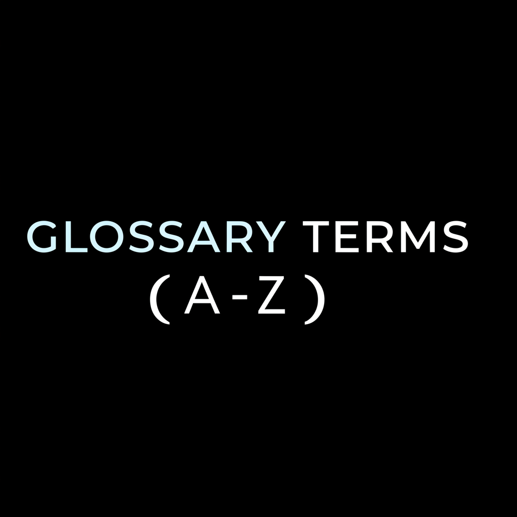 Glossary Terms A-Z: Definitions, terminology, words, index, alphabetically, explanation.