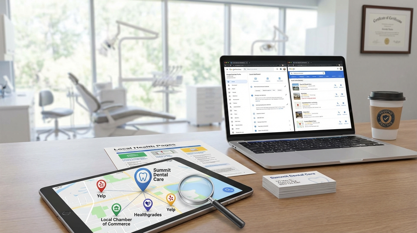 NAP citations boost dental practice authority on Google Maps & Business Profile. Local directory listings for dentists.